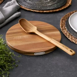 All-Clad Acacia Wood Trivet and Spoon; 2 Piece Set