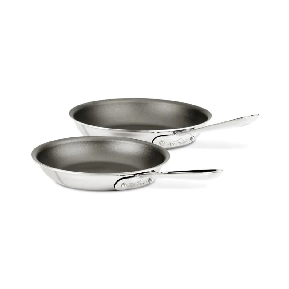 All-Clad D5 Polished Pro Nonstick 5-ply Bonded Cookware, Fry pan Set, 8 and 10 inch