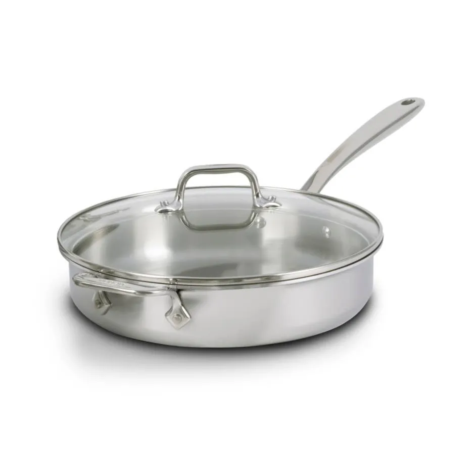 All-Clad D3 Stainless Everyday 3-ply Bonded Cookware, Sauté Pan with Glass lid, 3 quart