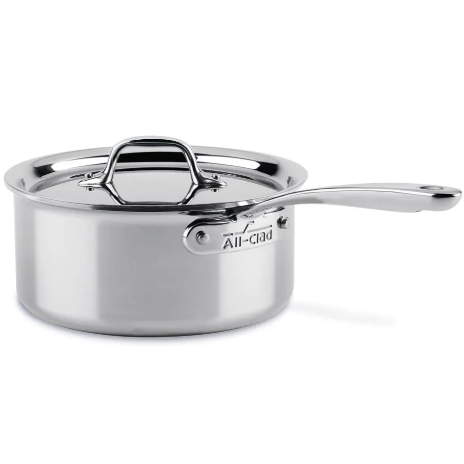 All-Clad D3 Stainless Everyday 3-ply Bonded Cookware, Sauce Pan with lid, 3 quart