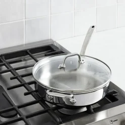 All-Clad D3 Stainless Everyday 3-ply Bonded Cookware, Sauté Pan with Glass lid, 3 quart