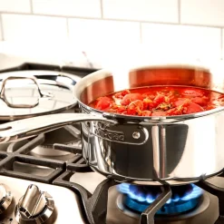 All-Clad D3 Stainless Everyday 3-ply Bonded Cookware, Sauce Pan with lid, 3 quart