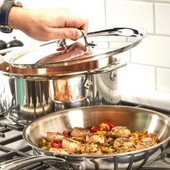 All-Clad D3 Stainless Everyday 3-ply Bonded Cookware, Sauté Pan with lid, 3 quart