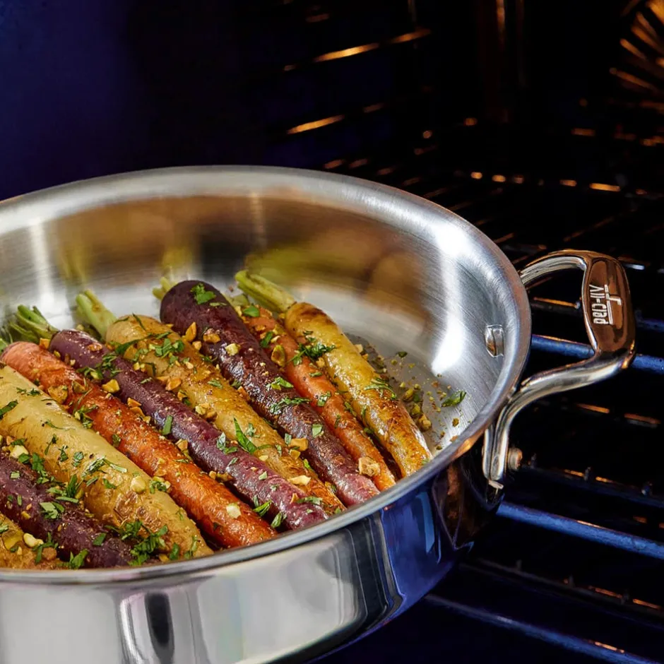 All-Clad D3 Stainless Everyday 3-ply Bonded Cookware, Sauté Pan with Glass lid, 3 quart