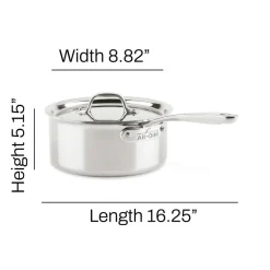 All-Clad D3 Stainless Everyday 3-ply Bonded Cookware, Sauce Pan with lid, 3 quart
