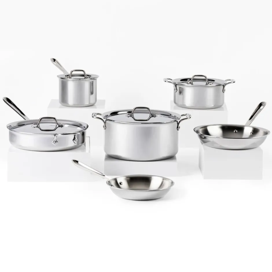 All-Clad D3 Stainless 3-ply Bonded Cookware Set, 10 piece Set