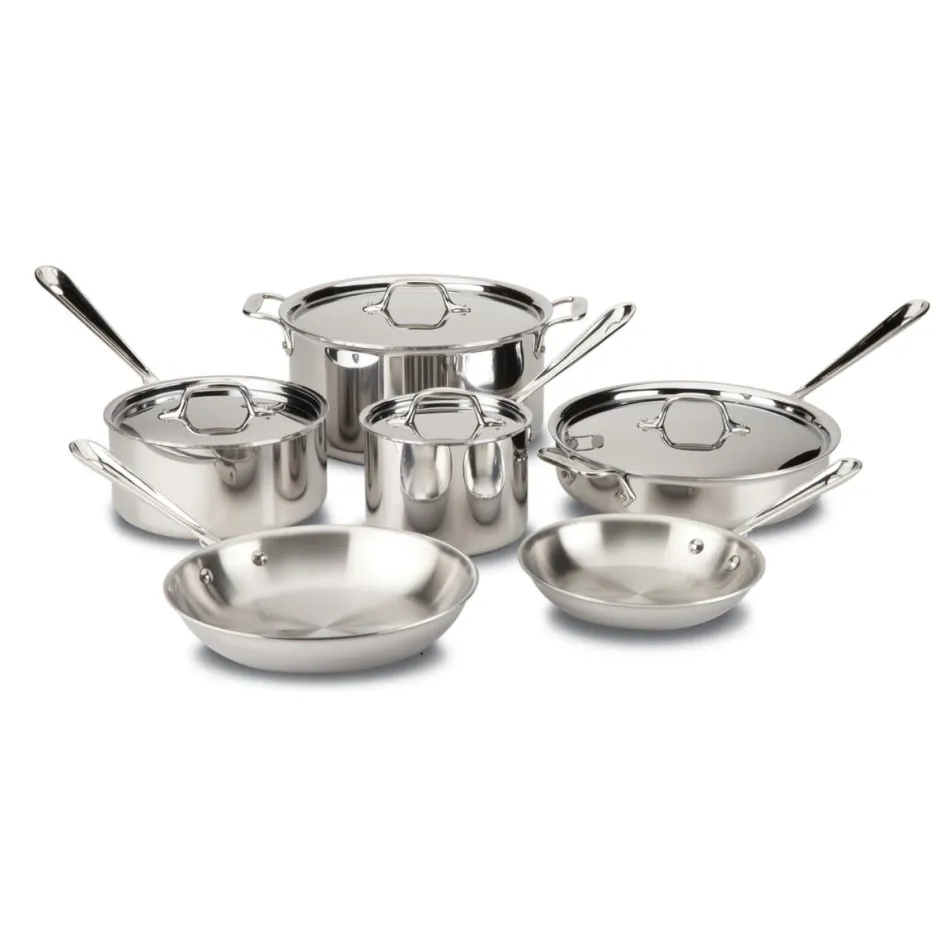 All-Clad D3 Stainless 3-ply Bonded Cookware Set, 10 piece Set