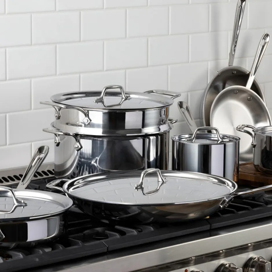 All-Clad D3 Stainless 3-ply Bonded Cookware Set, 13 piece Set