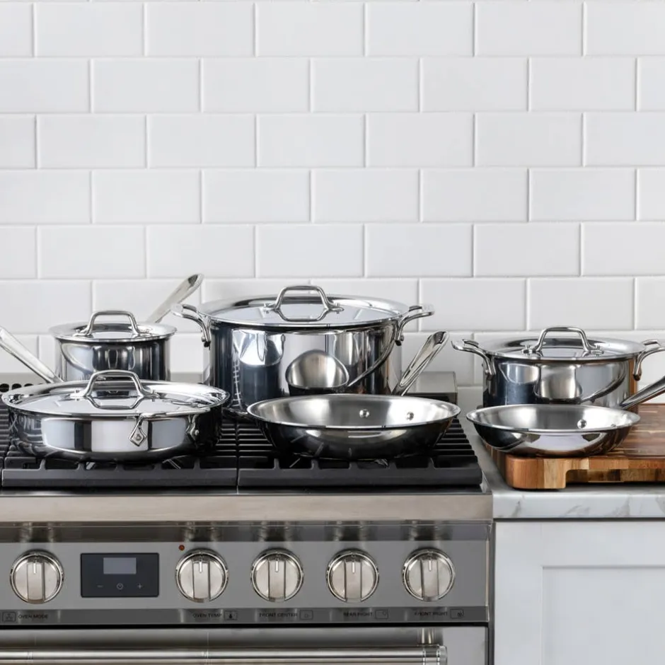All-Clad D3 Stainless 3-ply Bonded Cookware Set, 10 piece Set