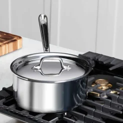 All-Clad D3 Stainless 3-ply Bonded Cookware, Sauce Pan with lid, 1.5 quart