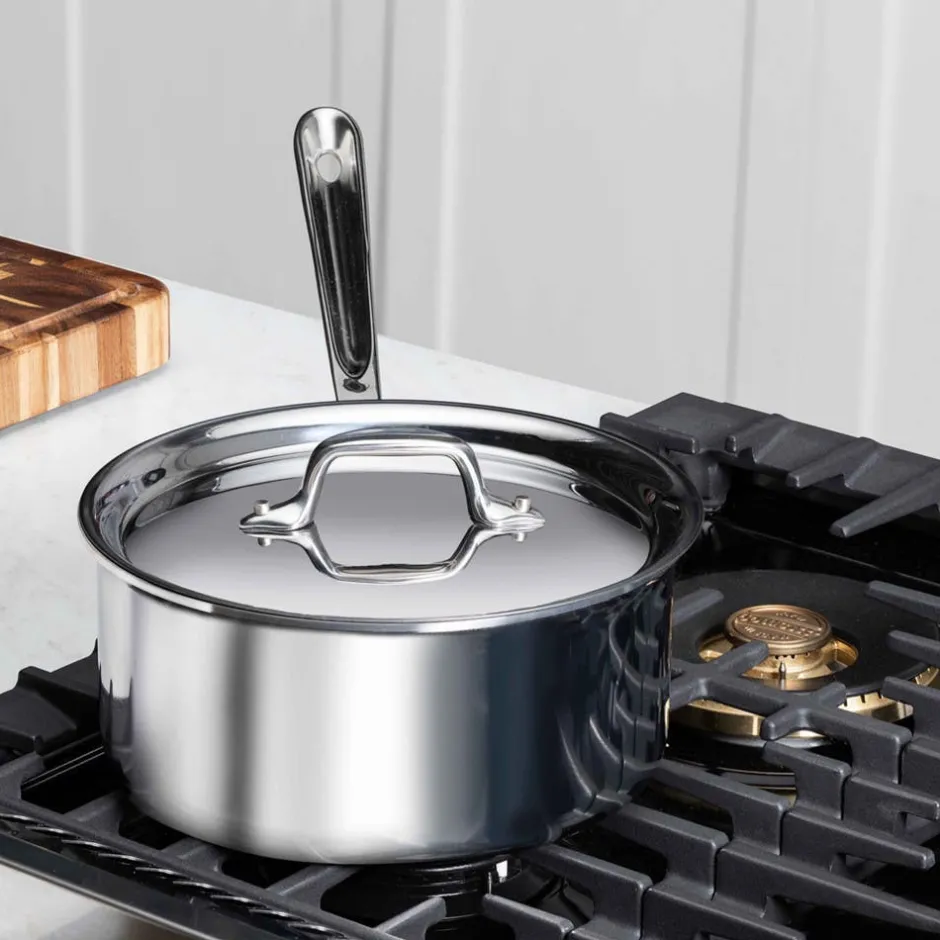 All-Clad D3 Stainless 3-ply Bonded Cookware, Sauce Pan with lid, 1.5 quart