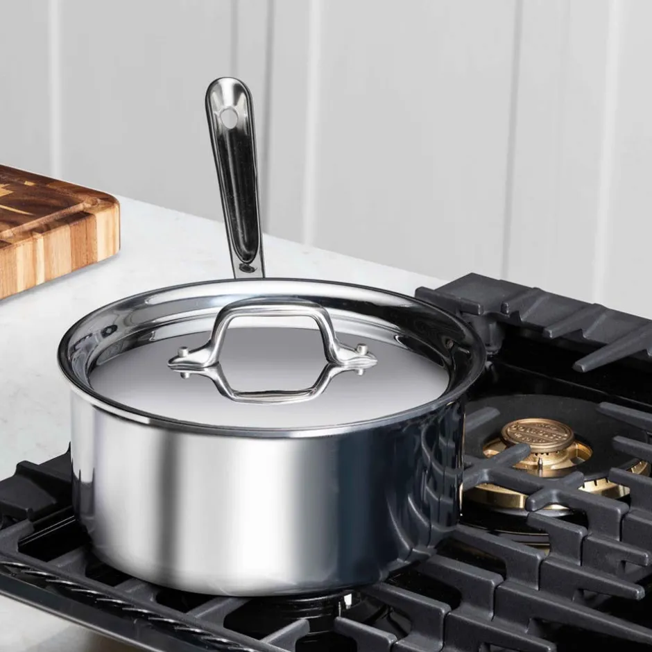 All-Clad D3 Stainless 3-ply Cookware, 2 qt Sauce Pan With Lid |