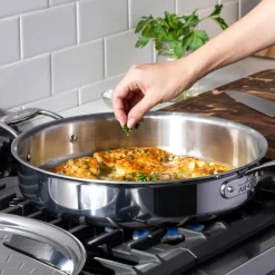 All-Clad G5® Graphite Core Stainless Steel 5-ply Bonded Cookware, Sauté Pan with Lid, 6 quart