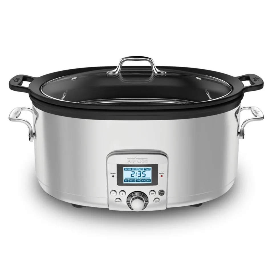 All-Clad Gourmet Plus Stainless Steel 7-in-1 Slow Cooker; Nonstick Ceramic Coating; 7 quart