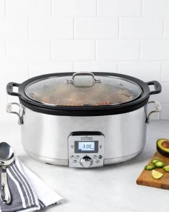 All-Clad Gourmet Plus Stainless Steel 7-in-1 Slow Cooker; Nonstick Ceramic Coating; 7 quart