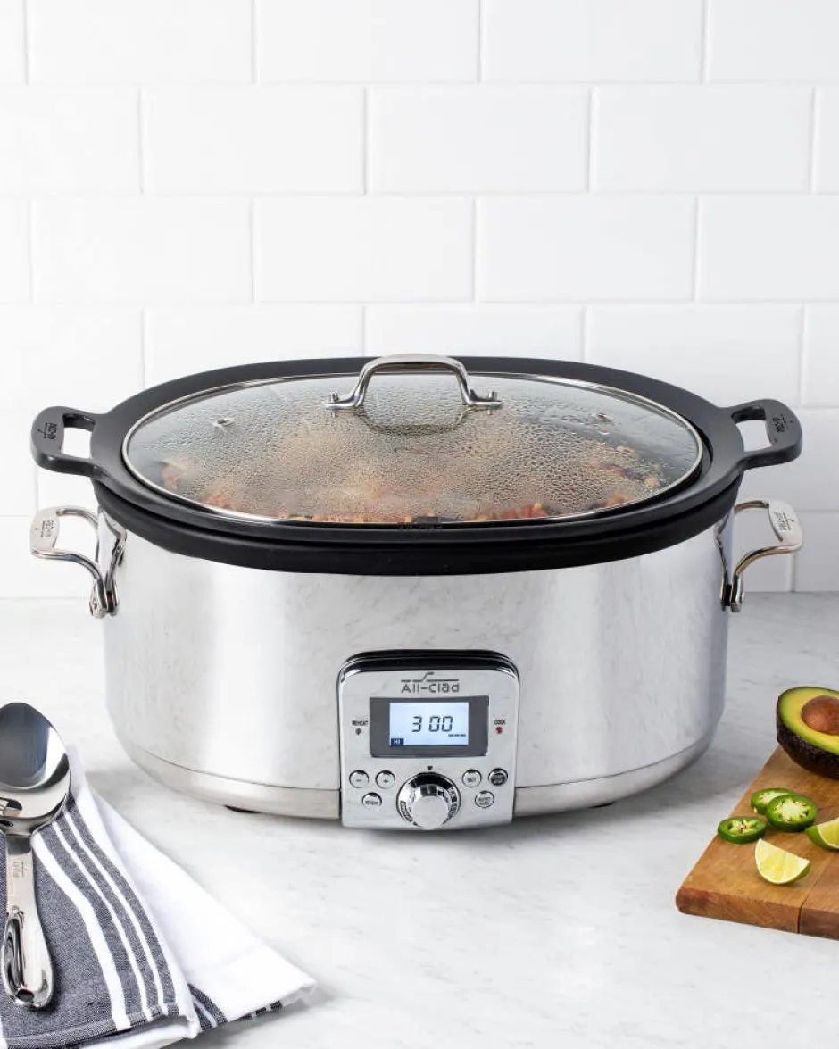 All-Clad Gourmet Plus Stainless Steel 7-in-1 Slow Cooker; Nonstick Ceramic Coating; 7 quart
