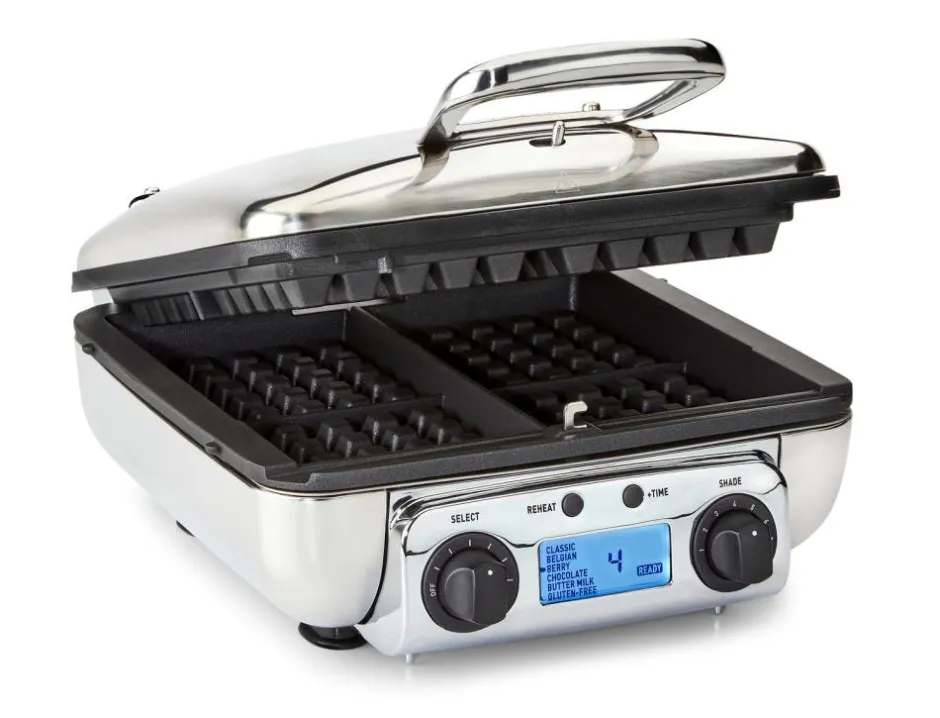 All-Clad Gourmet Stainless Steel Digital Waffle Maker with Removable Plates; 4 slice