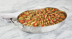 All-Clad 15-Inch Oval Baker with Red Pot Holders / Bake and Serve