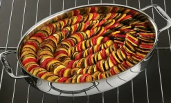 All-Clad 15-Inch Oval Baker with Red Pot Holders / Bake and Serve