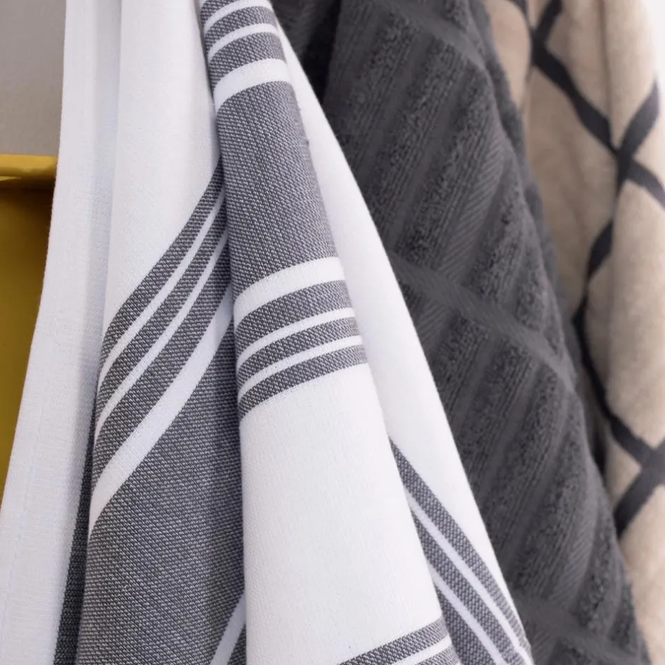 All-Clad 3-Pack Pewter Grey Dual Kitchen Towel Set / Classic Kitchen Towels with Modern Utility