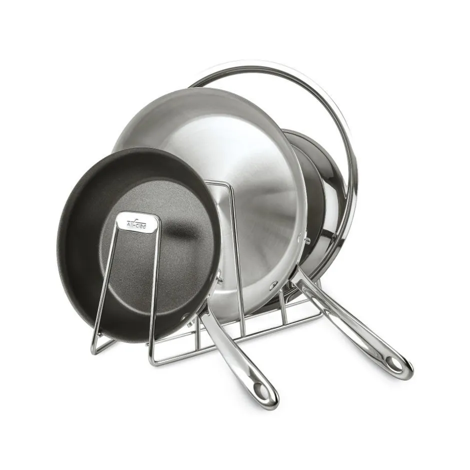 All-Clad Pot and Pan Organizer | 4-Slot Stainless Steel Organizer |