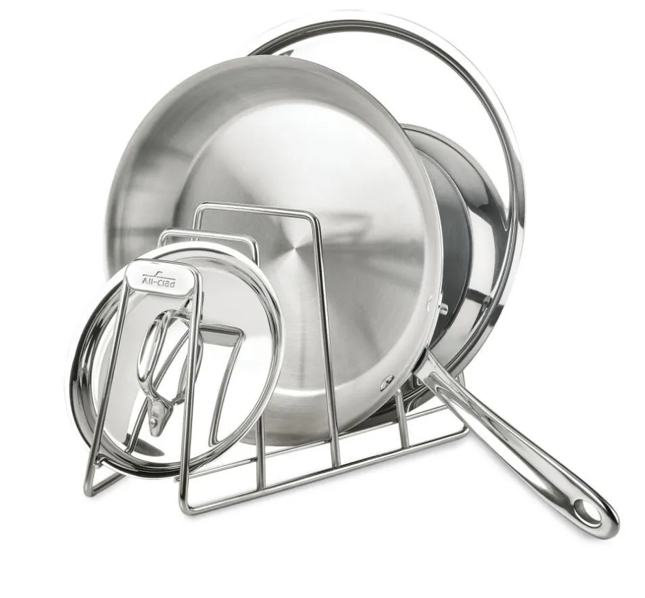 All-Clad Pot and Pan Organizer | 4-Slot Stainless Steel Organizer |