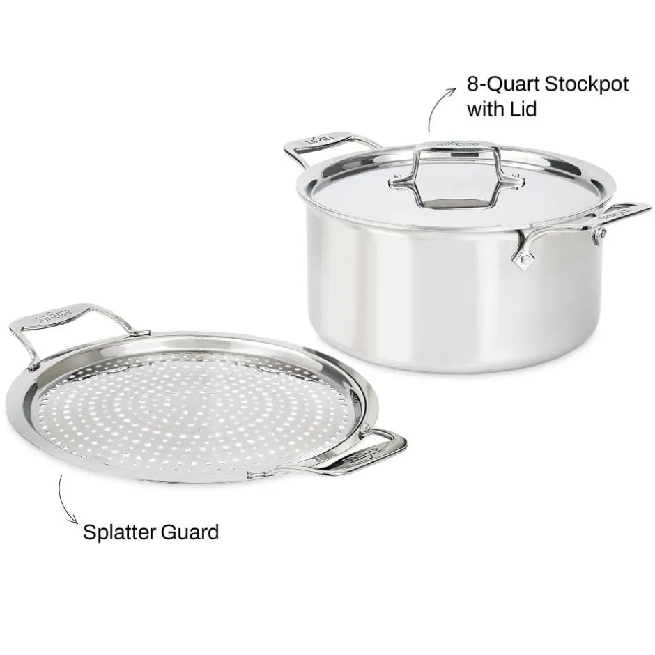 All-Clad 8-Quart Stockpot with Splatter Guard / D5 Brushed Stainless Masterpiece
